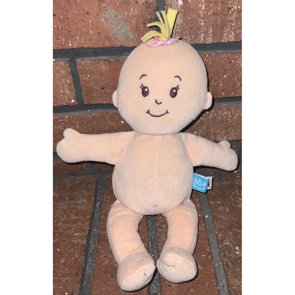 Manhattan Toy Baby Stella Soft Plush Doll Peach Embroidered Face Yellow Hair 12"
